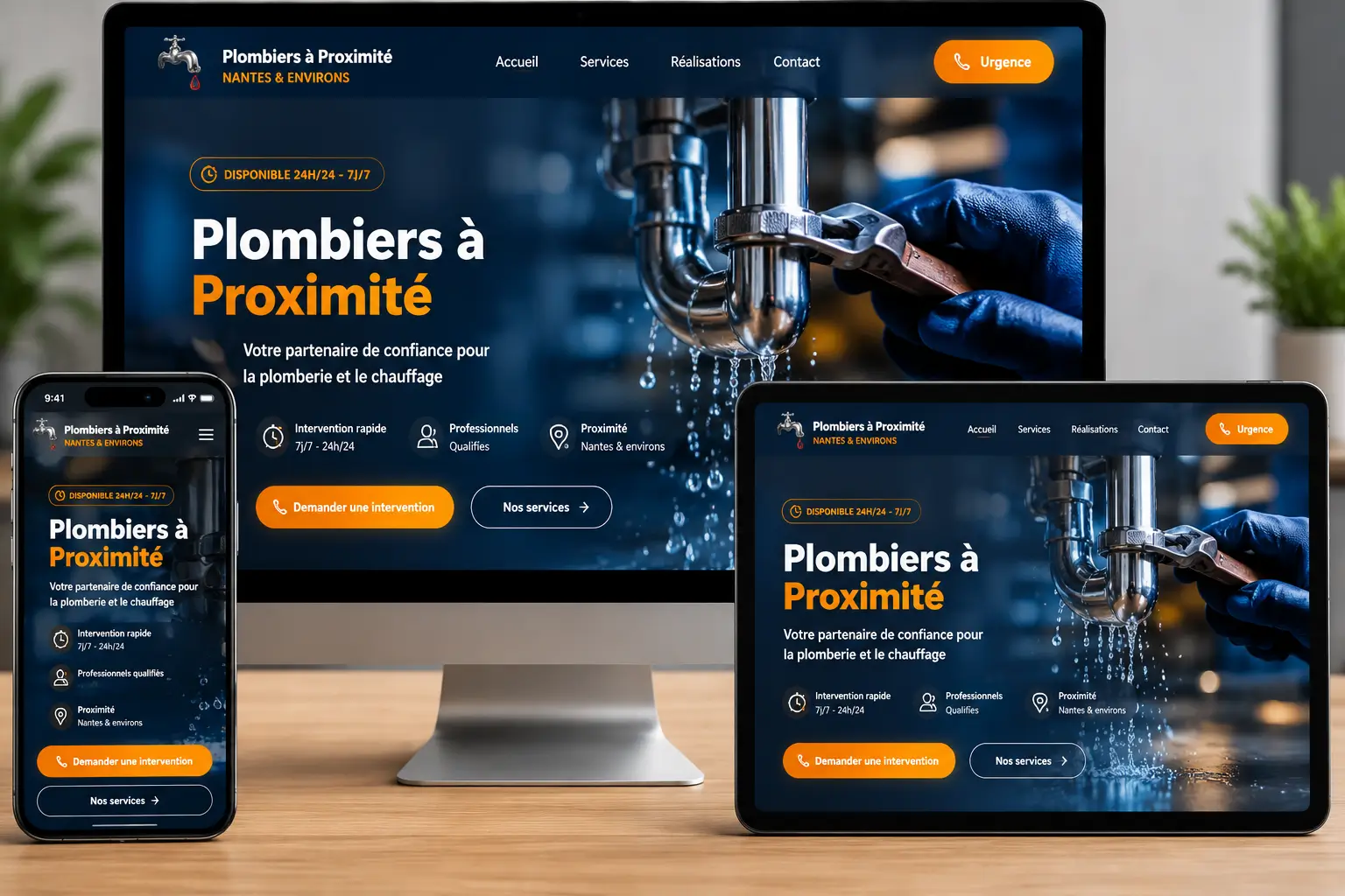 Démo site internet plombier Nantes — HTML CSS sur mesure, SEO local artisan
