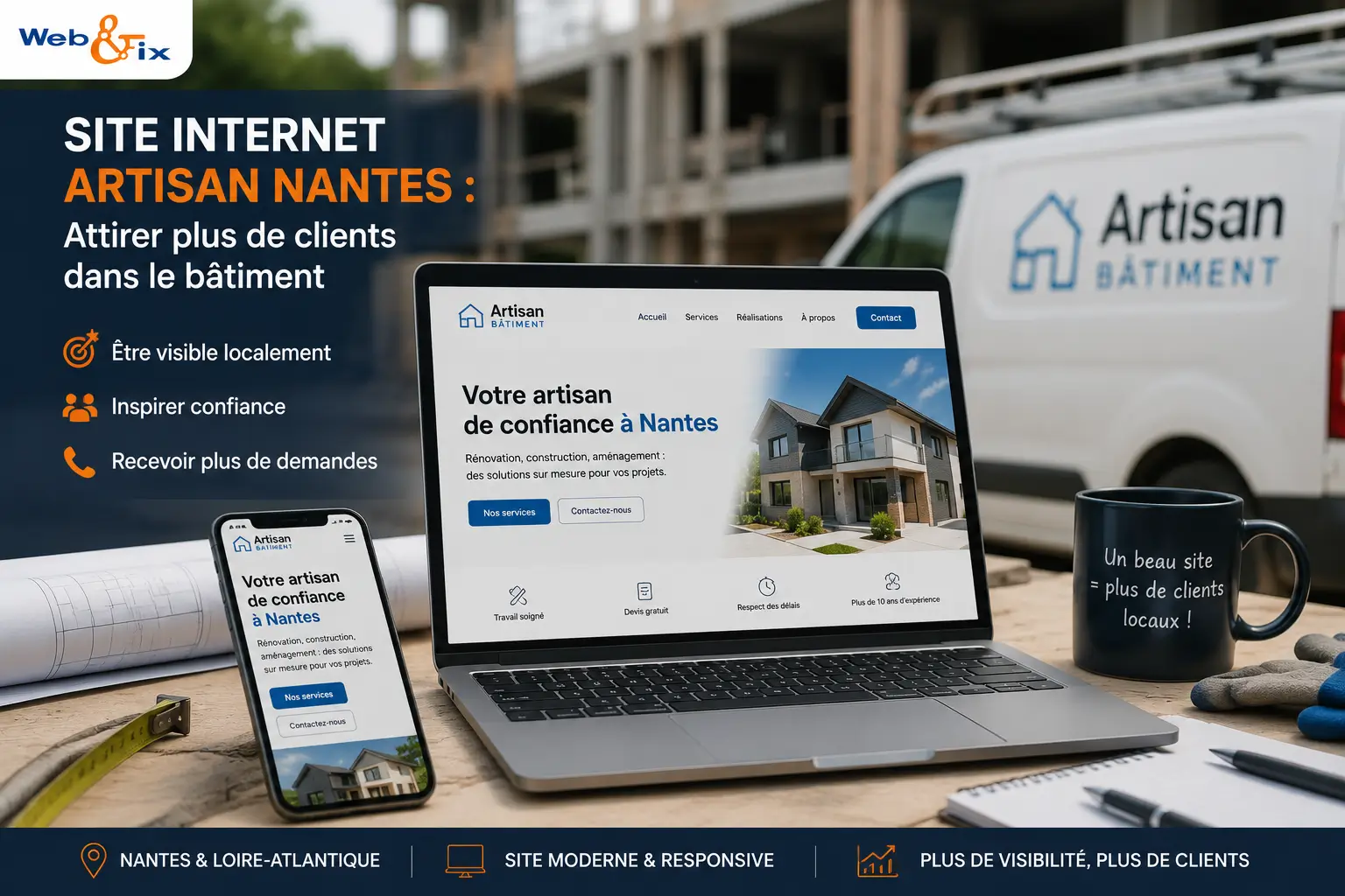 Refonte site internet Nantes : exemple avant / après d'un site vitrine plus rapide, moderne et adapté au mobile